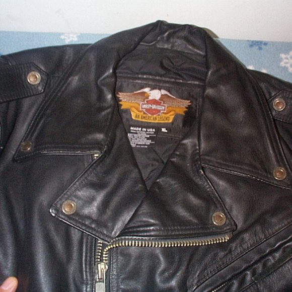 Vintage USA Harley Leather Motorcycle Jacket w/Black Panther painting on back - Picture 3 of 8
